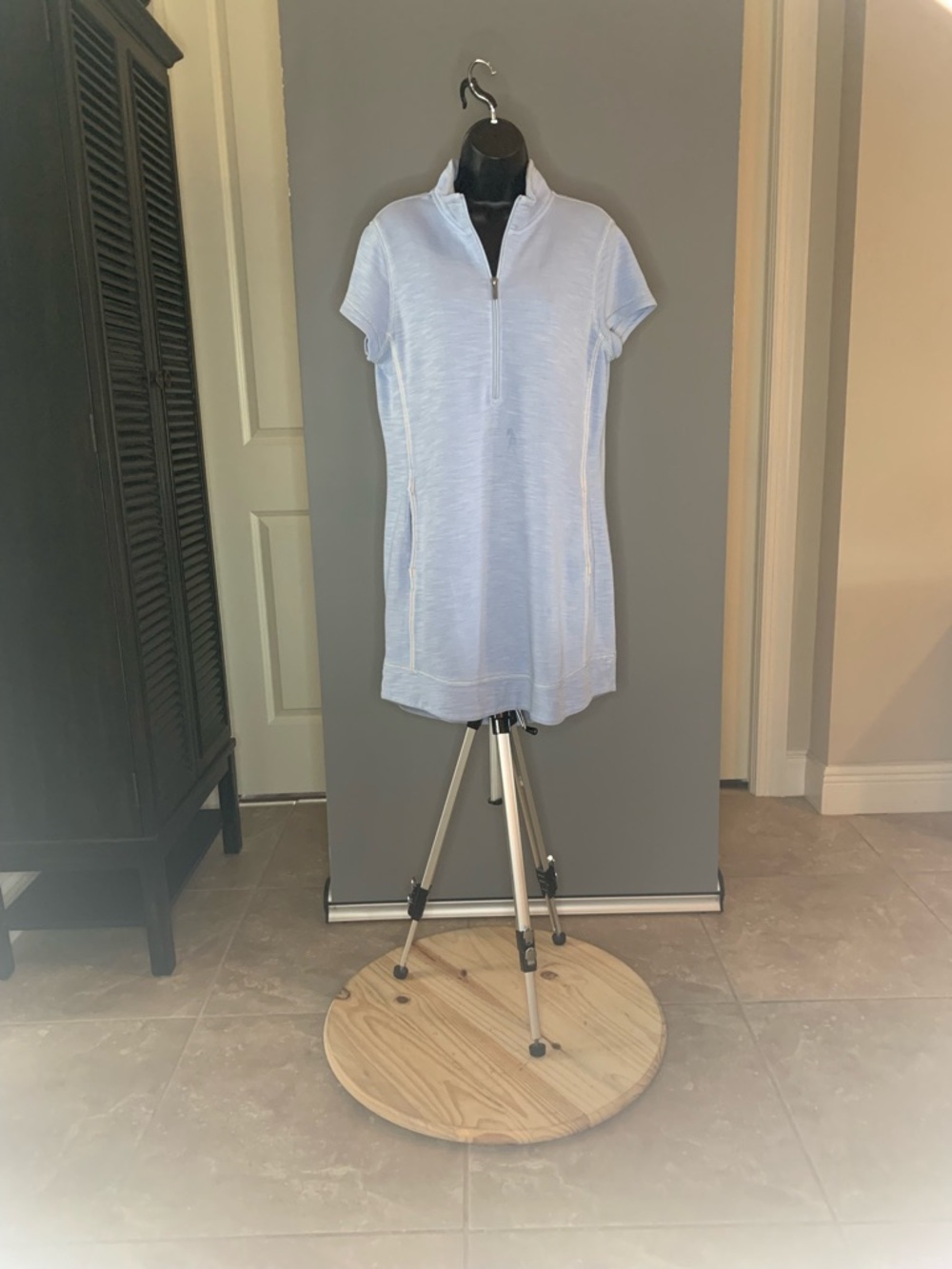 Tommy Bahama Light Blue Quarter Zip Dress - Picture 2 of 6